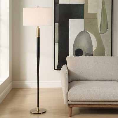 Stowe Satin Black Floor Lamp - Uttermost - Floor Lamp by Modest Hut