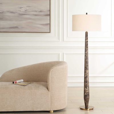 Tyree Brown Marble Floor Lamp - Uttermost - Floor Lamp by Modest Hut