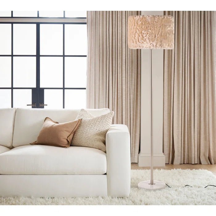 Maysun 61"H Marble Floor Lamp w/ Faux Fur Shade w/ LED Bulb Hollywood Regency - Lamps Factory - Floor Lamps by Modest Hut