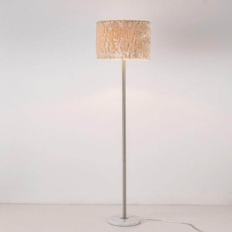 Maysun 61"H Marble Floor Lamp w/ Faux Fur Shade w/ LED Bulb Hollywood Regency - Lamps Factory - Floor Lamps by Modest Hut