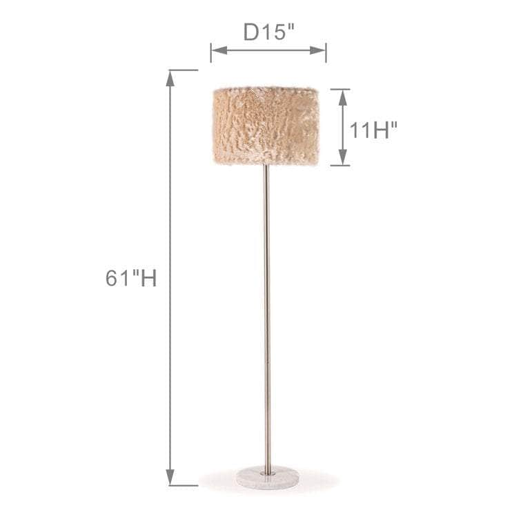 Maysun 61"H Marble Floor Lamp w/ Faux Fur Shade w/ LED Bulb Hollywood Regency - Lamps Factory - Floor Lamps by Modest Hut