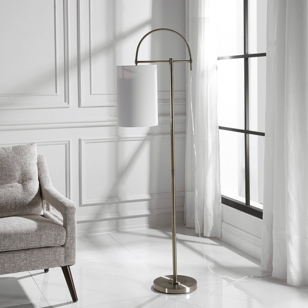 Antique Brass Arc Floor Lamp - Uttermost - Floor Lamps by Modest Hut