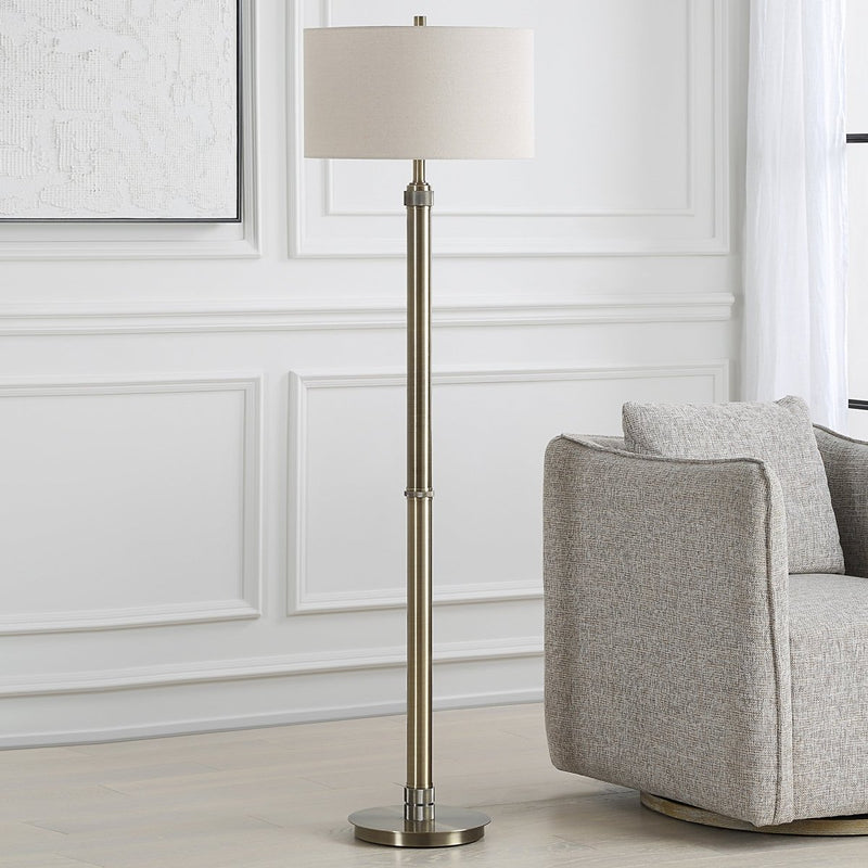 Antique Brass Floor Lamp with Knurling - Uttermost - Floor Lamps by Modest Hut