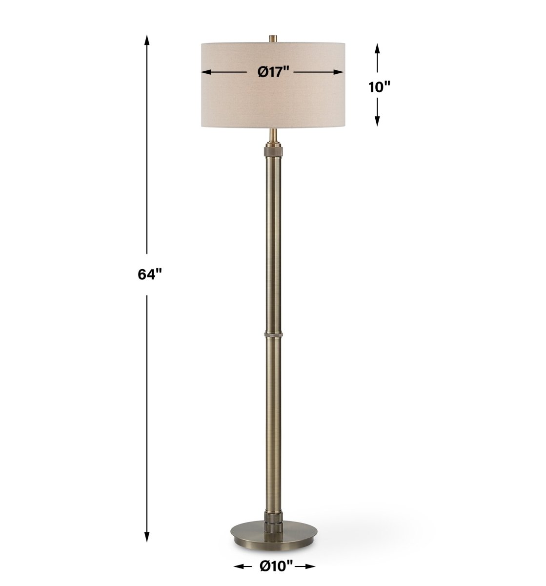 Antique Brass Floor Lamp with Knurling - Uttermost - Floor Lamps by Modest Hut