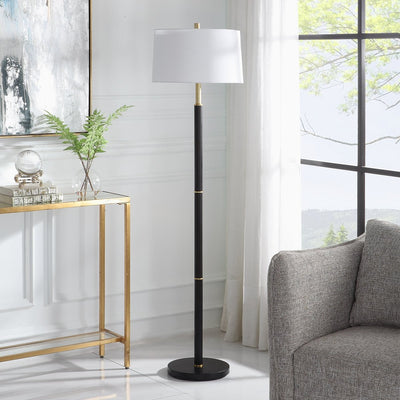 Black Metal Floor Lamp with Gold Rings - Uttermost - Floor Lamps by Modest Hut
