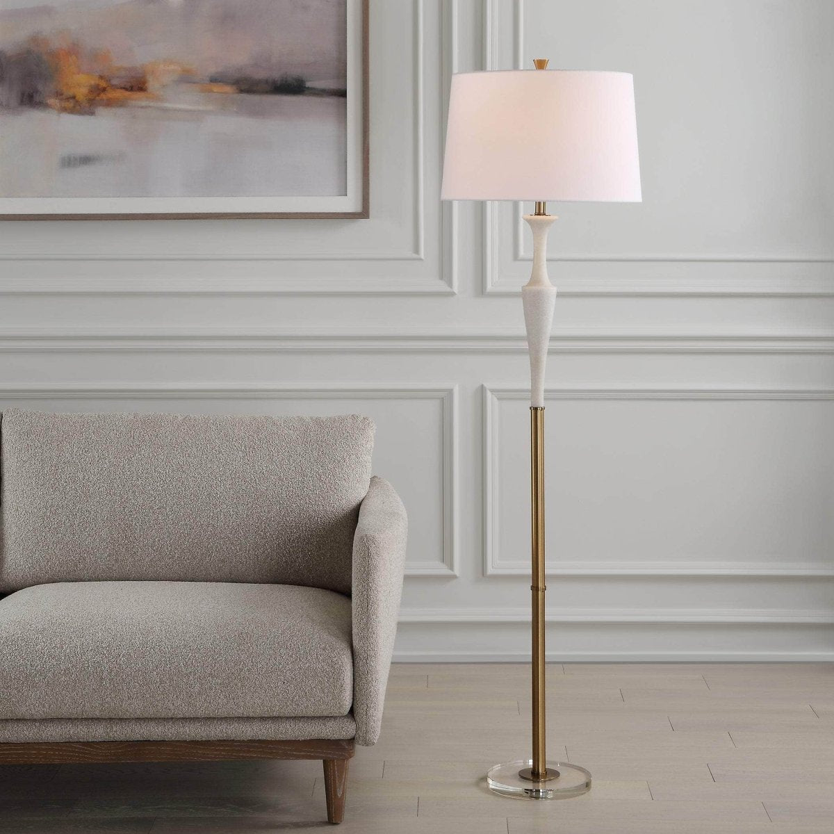 Colette White Stone Floor Lamp - Uttermost - Floor Lamps by Modest Hut