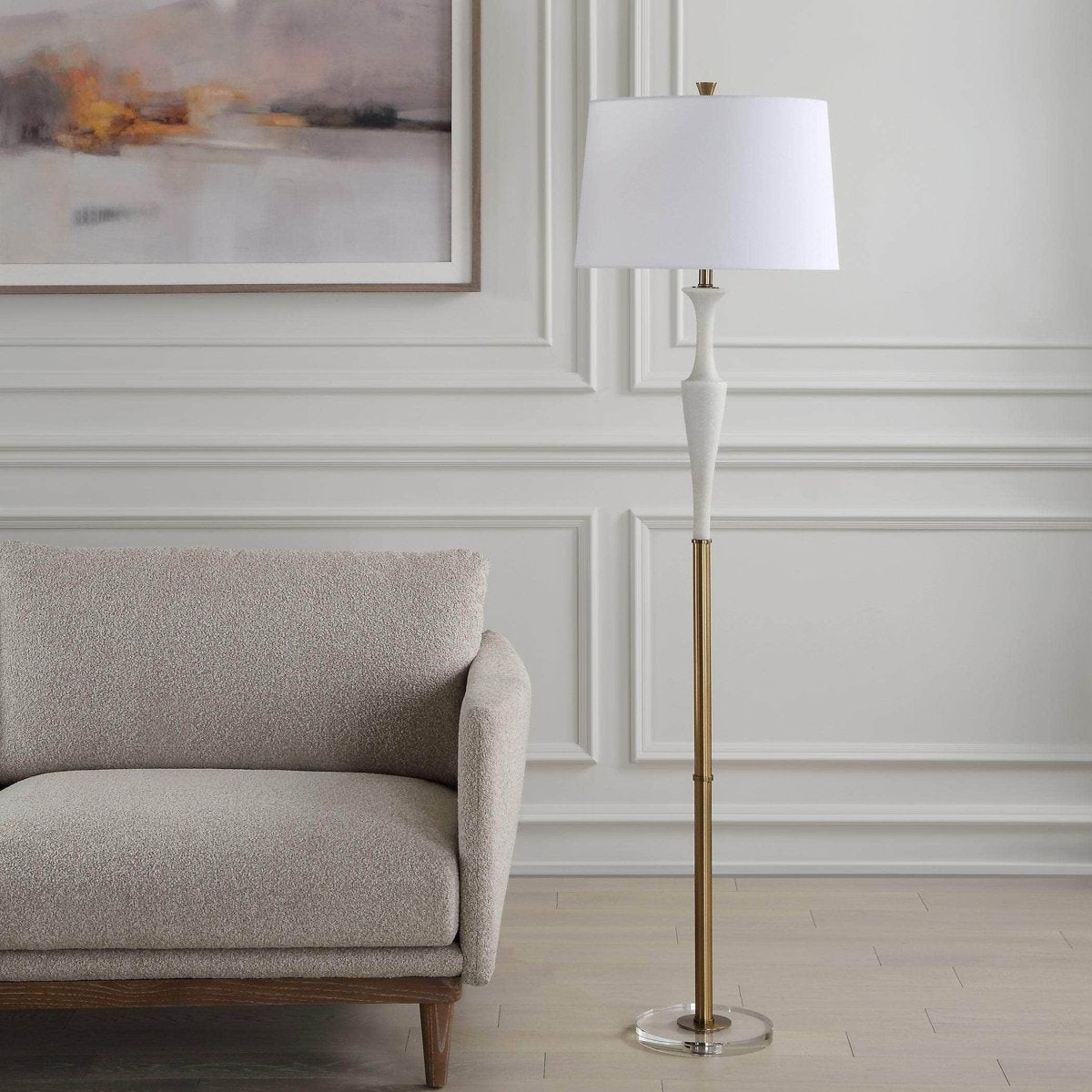 Colette White Stone Floor Lamp - Uttermost - Floor Lamps by Modest Hut