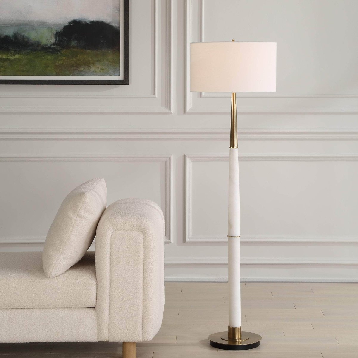 Faro White Marble Floor Lamp - Uttermost - Floor Lamps by Modest Hut