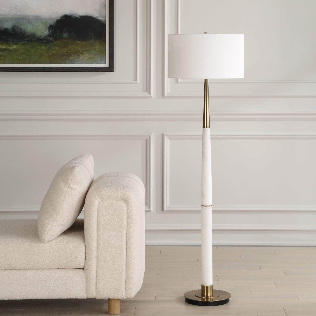 Faro White Marble Floor Lamp - Uttermost - Floor Lamps by Modest Hut