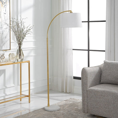 Gold Arc Floor Lamp with Marble Base - Uttermost - Floor Lamps by Modest Hut