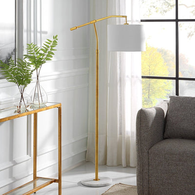 Gold Horizontal Shade Floor Lamp - Uttermost - Floor Lamps by Modest Hut