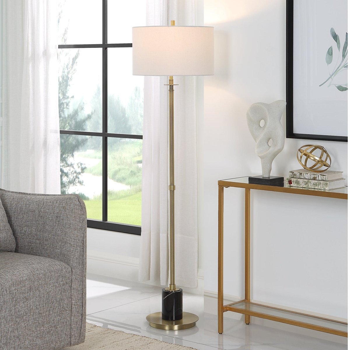 Guard Brass Floor Lamp - Uttermost - Floor Lamps by Modest Hut