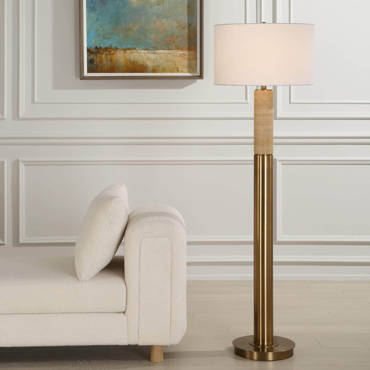 Knox Travertine Floor Lamp - Uttermost - Floor Lamps by Modest Hut