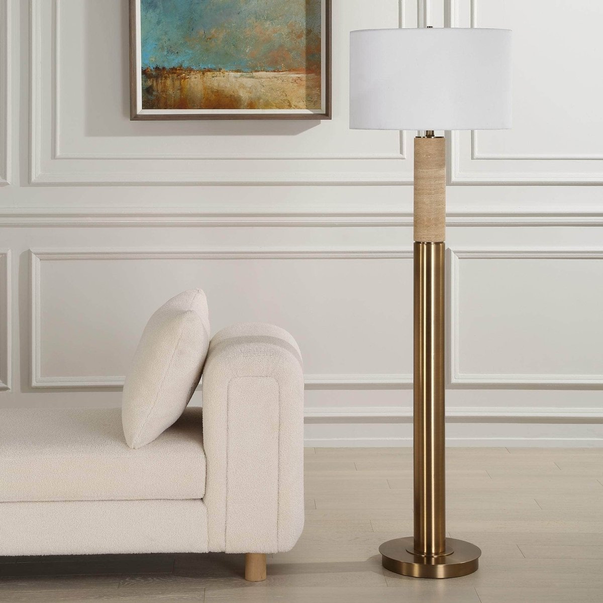 Knox Travertine Floor Lamp - Uttermost - Floor Lamps by Modest Hut