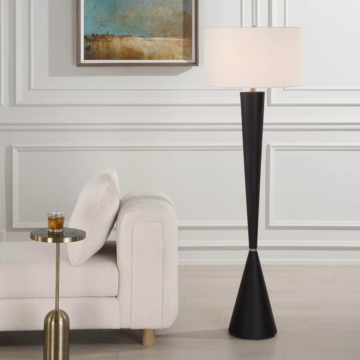 Layla Black Tapered Floor Lamp - Uttermost - Floor Lamps by Modest Hut