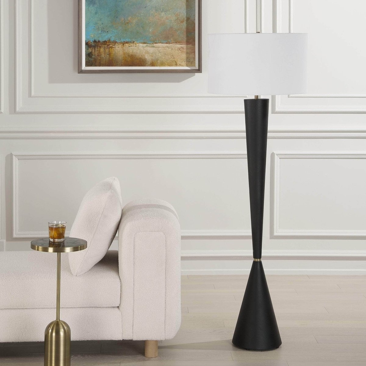 Layla Black Tapered Floor Lamp - Uttermost - Floor Lamps by Modest Hut