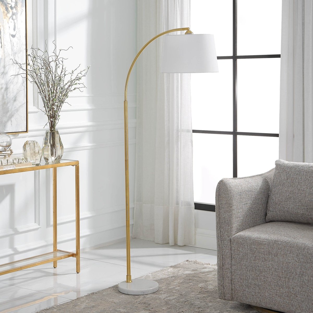 Metal Arc Gold Floor Lamp - Uttermost - Floor Lamps by Modest Hut