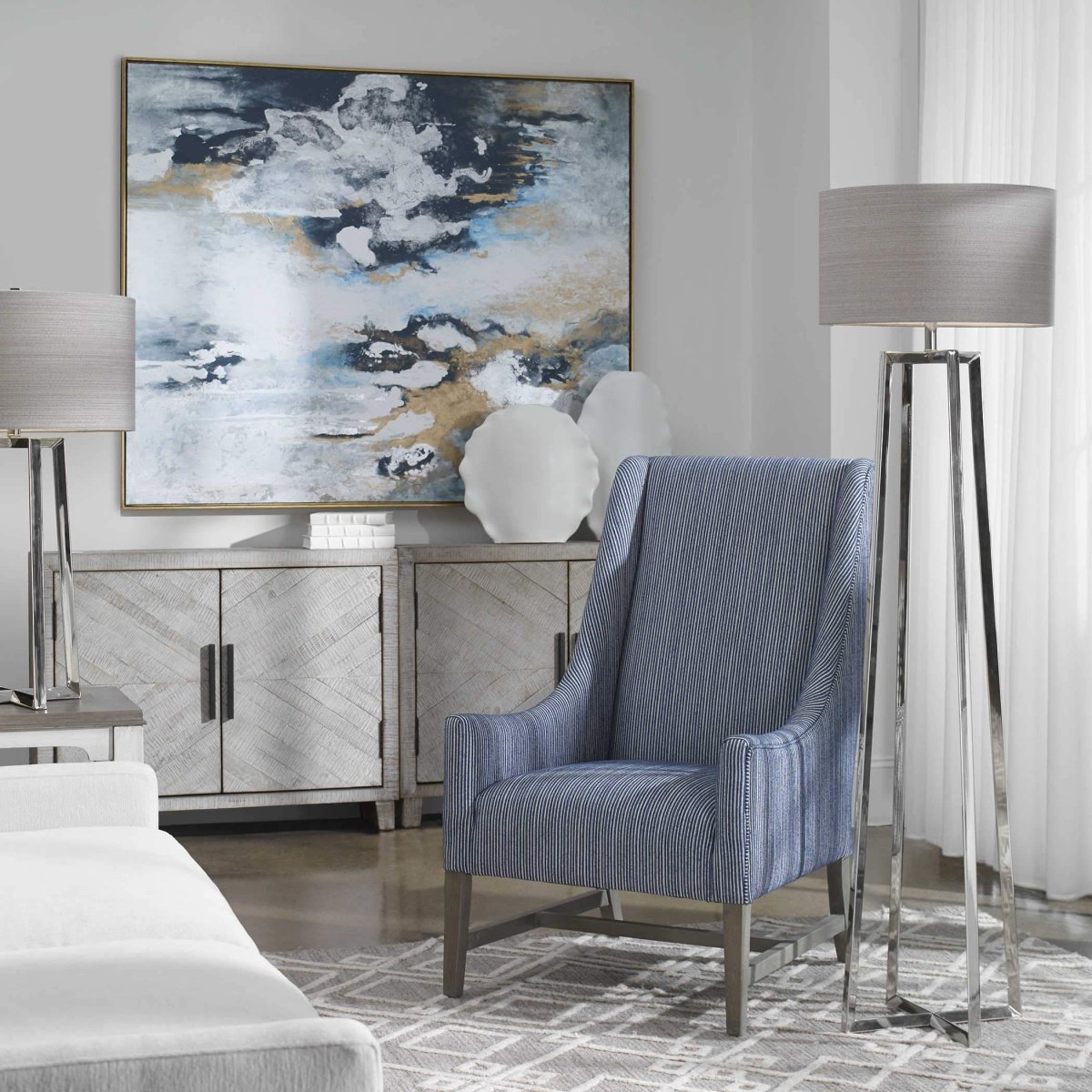 Polished Nickel Floor Lamp - Uttermost - Floor Lamps by Modest Hut