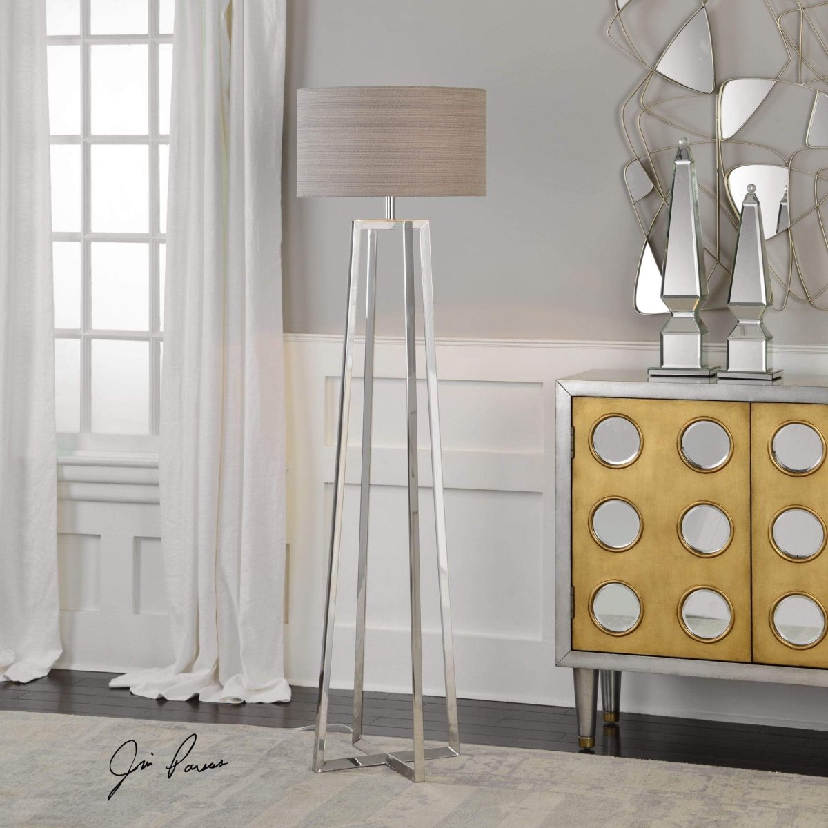 Polished Nickel Floor Lamp - Uttermost - Floor Lamps by Modest Hut