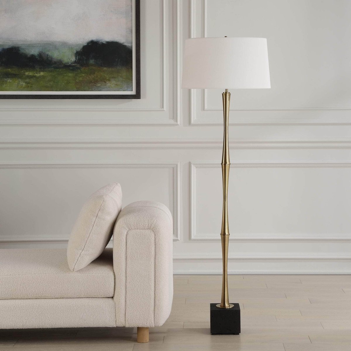 Shino Antique Brass Floor Lamp - Uttermost - Floor Lamps by Modest Hut