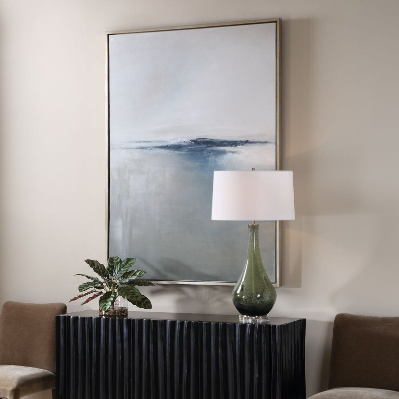 Side profile of the Above the Waterline Blue Abstract Painting by Uttermost