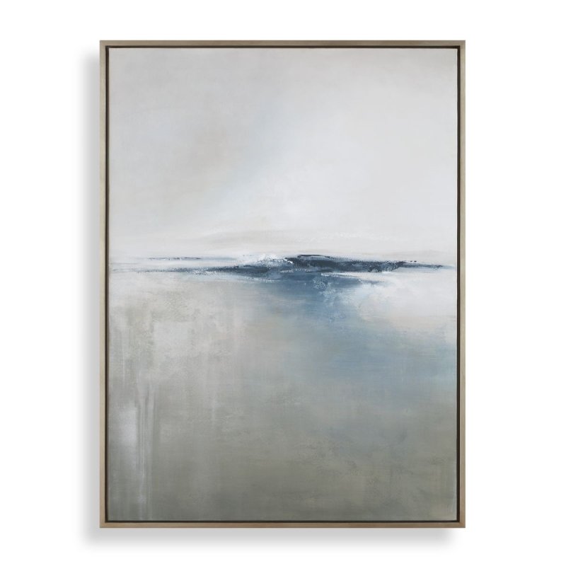 Alternate angle of the Above the Waterline Blue Abstract Painting by Uttermost