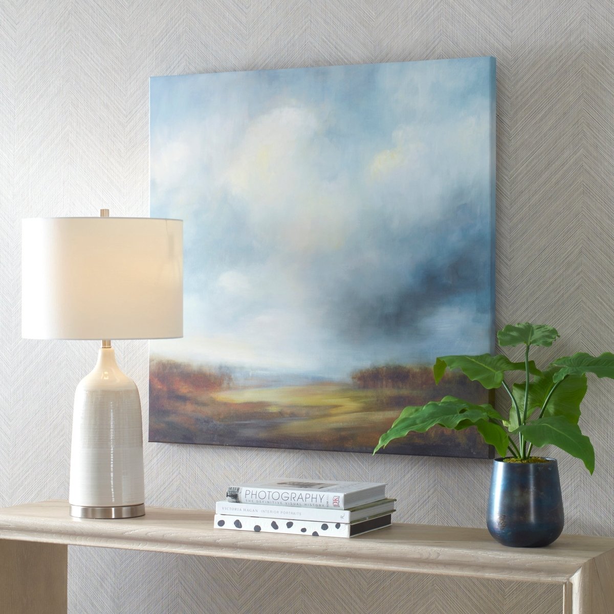Abstract Landscape Giclee on Canvas with White Clouds - Uttermost - Framed Canvas by Modest Hut