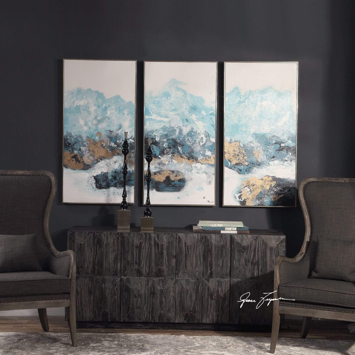 Crashing Hand Painted Canvases (S/3) - Uttermost - Framed Canvas by Modest Hut
