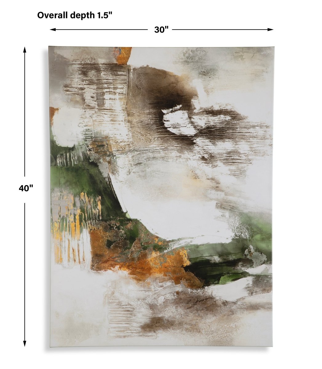 Frameless Abstract Giclee in Green, Chocolate, and Gold - Uttermost - Framed Canvas by Modest Hut