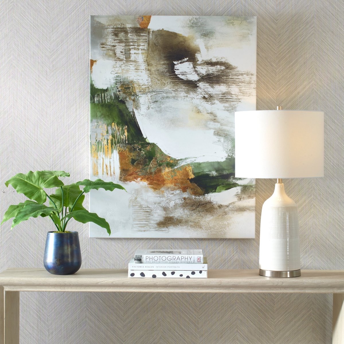 Frameless Abstract Giclee in Green, Chocolate, and Gold - Uttermost - Framed Canvas by Modest Hut