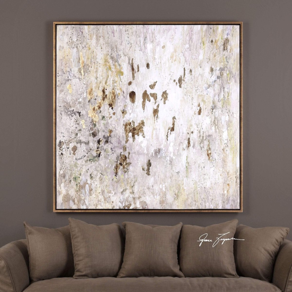 Golden Rain Hand Painted Canvas - Uttermost - Framed Canvas by Modest Hut