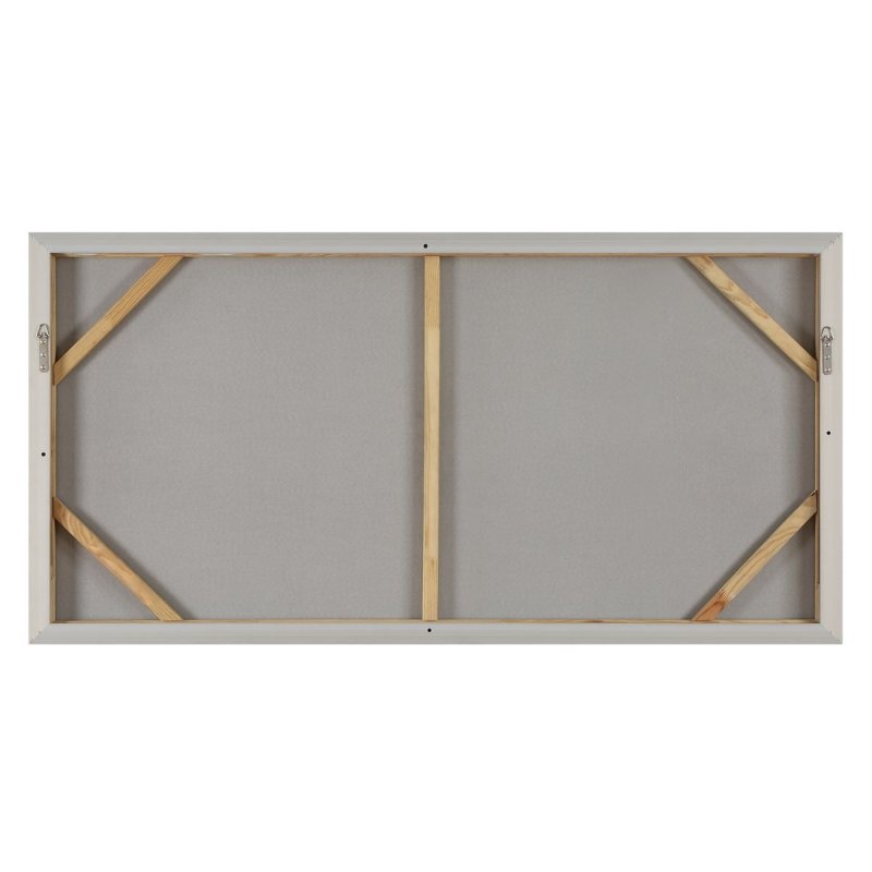 Back view of the Haze in the Horizon canvas showing frame and hanging hardware