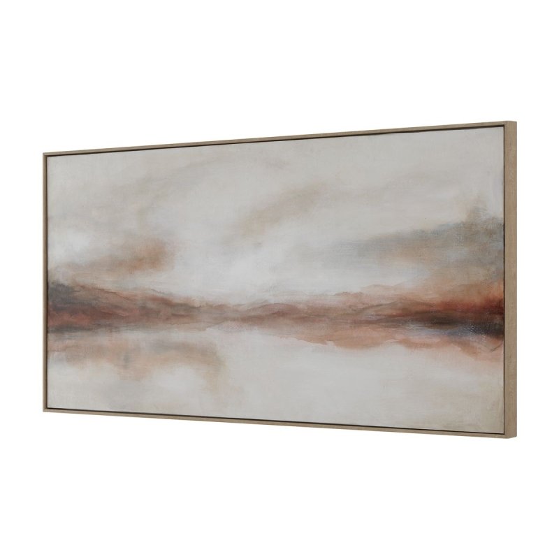 Angled view of the Haze in the Horizon canvas and frame