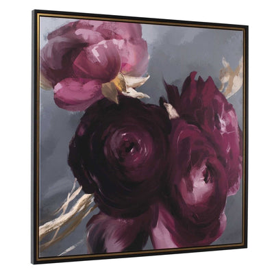 Plum Ranculus Framed Floral Art - Uttermost - Framed Canvas by Modest Hut