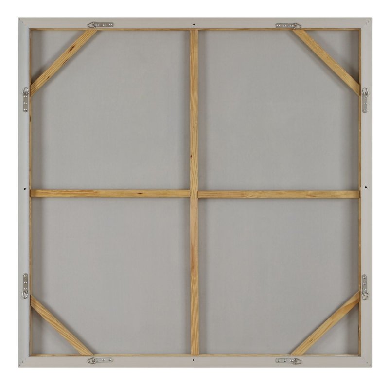 Back view of the Still Crossing Abstract Framed Canvas showing construction or hanging hardware