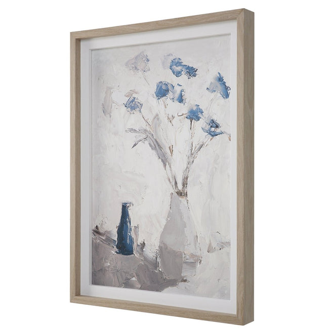 Blue Flowers In Vase Framed Print - Uttermost - Framed Prints by Modest Hut