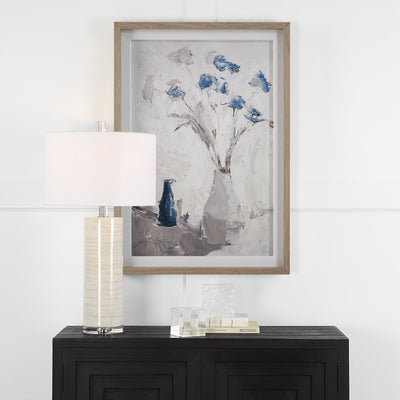 Blue Flowers In Vase Framed Print - Uttermost - Framed Prints by Modest Hut