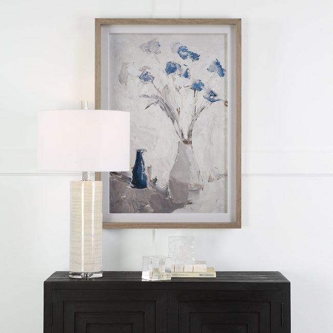 Blue Flowers In Vase Framed Print - Uttermost - Framed Prints by Modest Hut