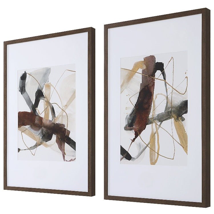 Burgundy Interjection Abstract Prints, Set/2 - Uttermost - Framed Prints by Modest Hut