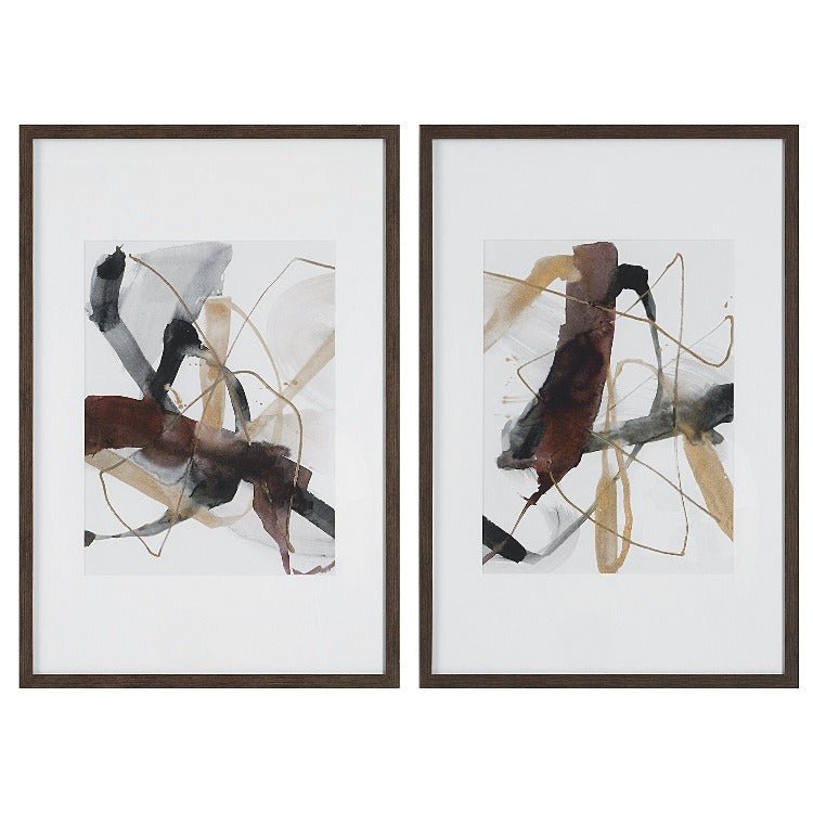 Burgundy Interjection Abstract Prints, Set/2 - Uttermost - Framed Prints by Modest Hut