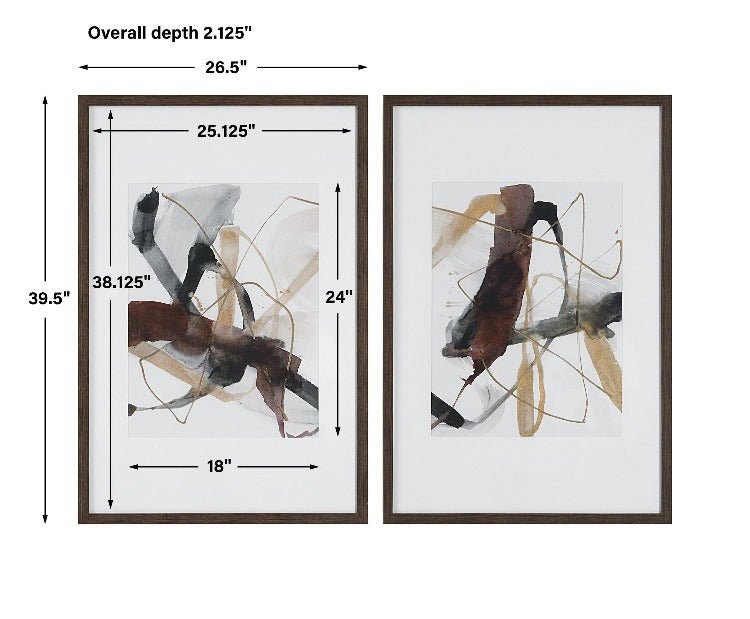 Burgundy Interjection Abstract Prints, Set/2 - Uttermost - Framed Prints by Modest Hut