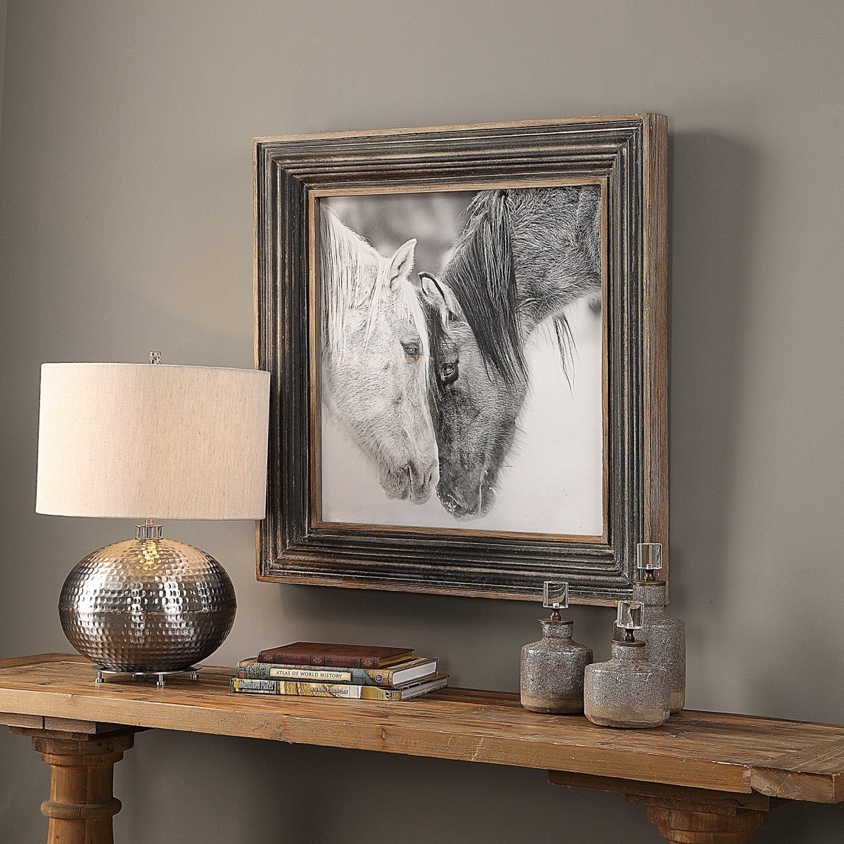 Custom Black And White Horses Print - Uttermost - Framed Prints by Modest Hut