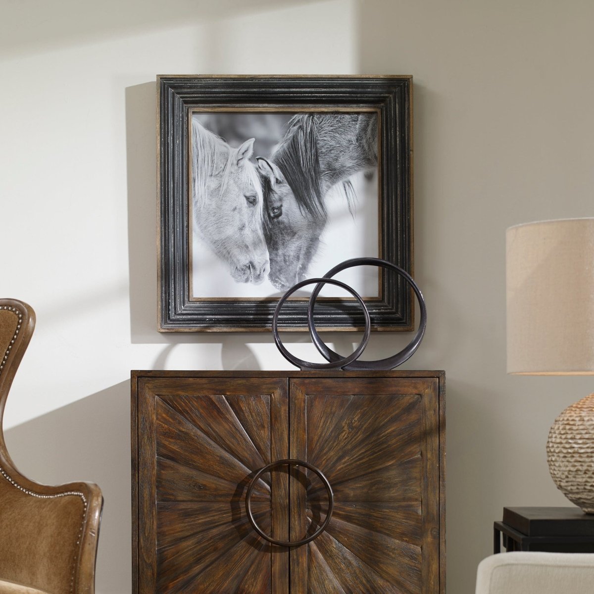 Custom Black And White Horses Print - Uttermost - Framed Prints by Modest Hut