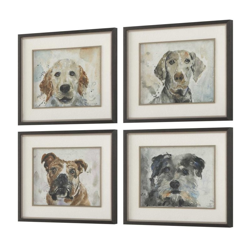 Dog Days Framed Prints Set/4 - Wall Art