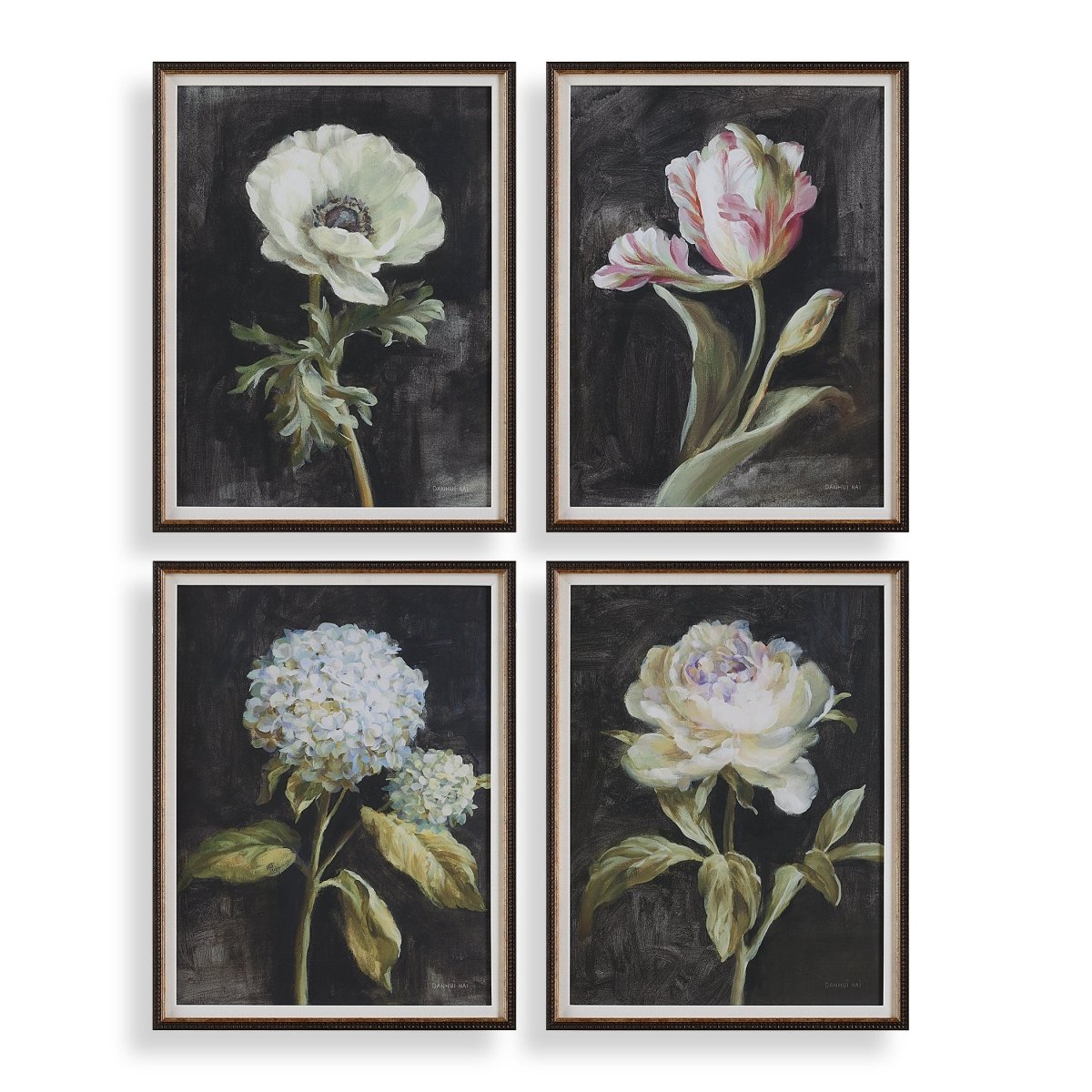 Florals On Black Framed Prints, Set/4 - Uttermost - Framed Prints by Modest Hut