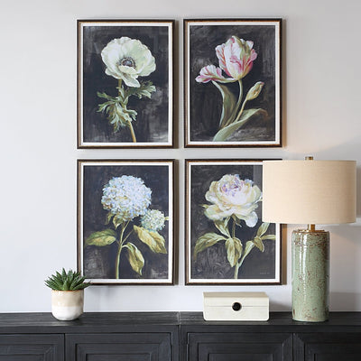 Florals On Black Framed Prints, Set/4 - Uttermost - Framed Prints by Modest Hut