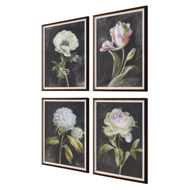 Florals On Black Framed Prints, Set/4 - Uttermost - Framed Prints by Modest Hut