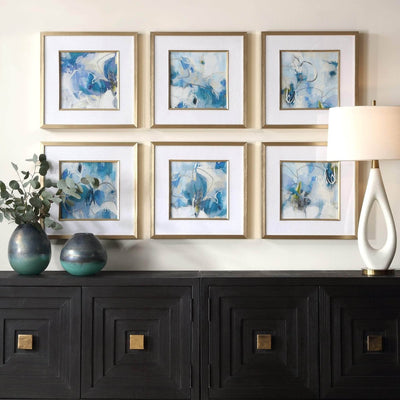 Fresh Start Blue Framed Prints, S/6 - Uttermost - Framed Prints by Modest Hut