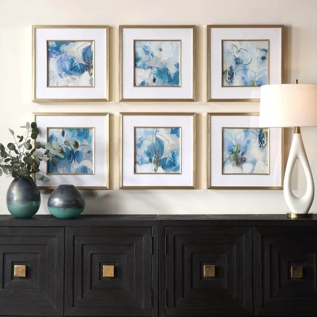 Fresh Start Blue Framed Prints, S/6 - Uttermost - Framed Prints by Modest Hut