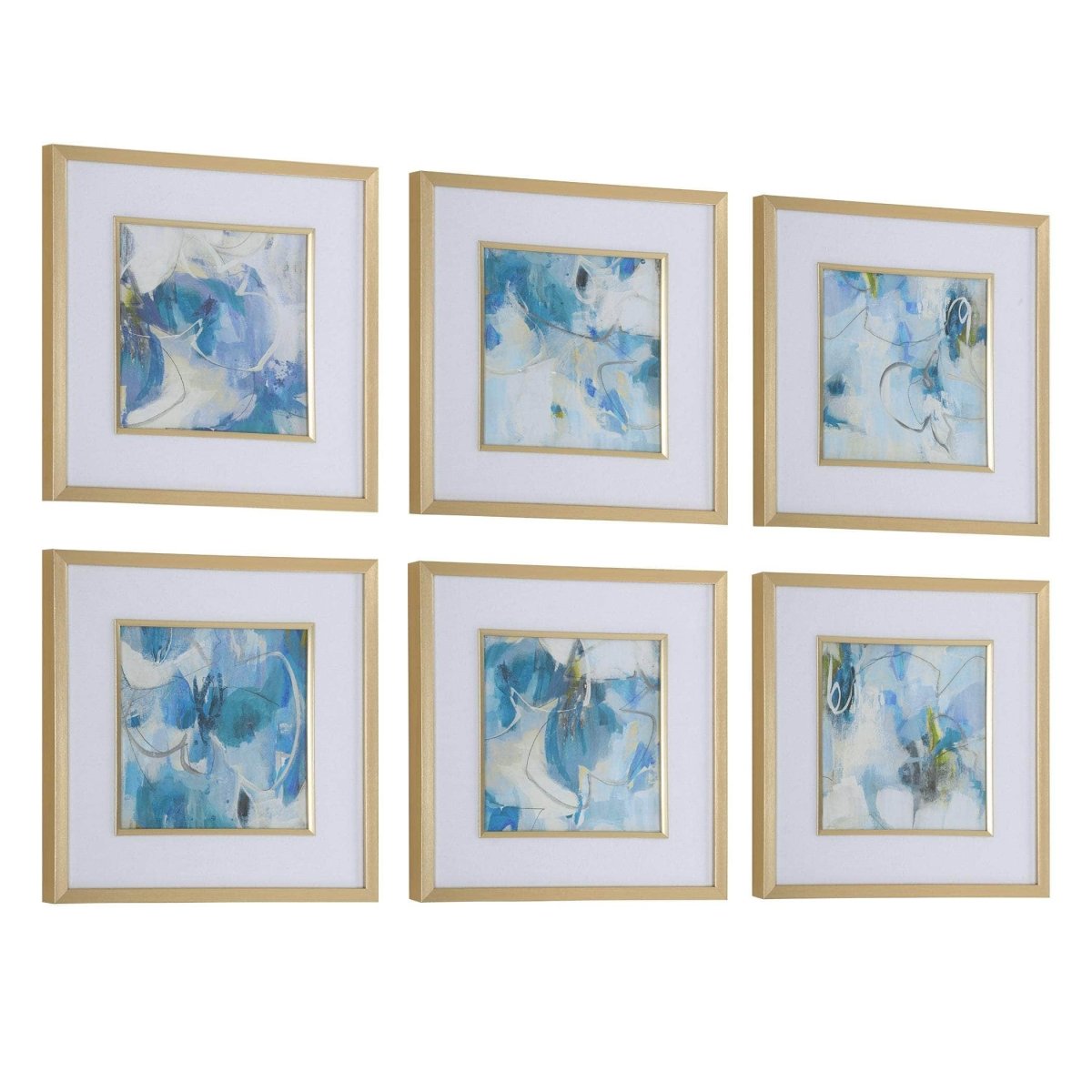 Fresh Start Blue Framed Prints, S/6 - Uttermost - Framed Prints by Modest Hut